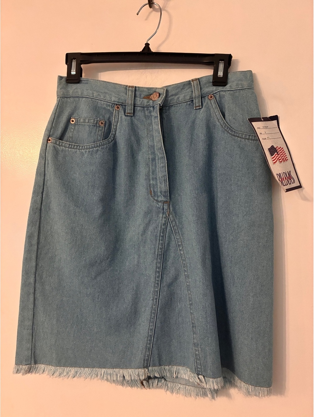 Vintage Bill Blass Jeans Denim Midi Skirt Size 8 NWT Raw Hem